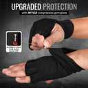 WYOX Boxing Hand Wraps Inner Gloves Men Women, Half Finger Under Mitts with Elasticated Bandages for Fist Protection, Ideal for Muay Thai, Kickboxing, MMA, and Martial Arts, Perfect for Training (L/XL (22-26cm), Black)