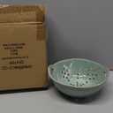 Creative Co-Op Stoneware Berry Bowl with Handles, Aqua Reactive Glaze (8.5"L x 7.75"W x 3.25"H)