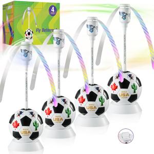 chemotex Soccer Theme Fly Fans for Tables, Table Top Fly Spinner to Keep Flies Away from Food, Outdoor Fly Repellent Fan for World Cup Party Decorations, Birthday Party Decor, BBQ (4)