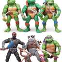 KLUKGE 6-Packs Turtles Action Figures 4.7 Inches Turtles Toys Multi-Jointed Movable Cartoon Turtle Toy Set Birthday Gifts for Friends and Fans