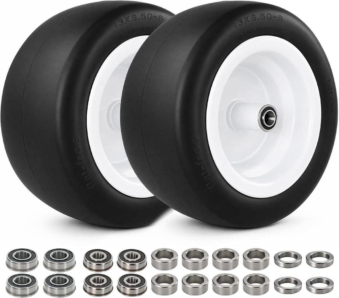 2Pcs 13x6.50-6 Lawn Mower Tires Flat Free for Zero Turn Mowers