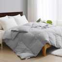 APSMILE King Size Feather Down Fiber Comforter - Ultra Soft All Seasons Grey Organic Cotton Feather Down Fiber Duvet Insert Medium Warm Quilted Bed Comforter with Corner Tabs (106x90, Cloud Grey)