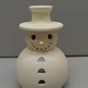 Christmas Decorations - Handmade Terracotta Snowman Figurines - 1 Pack White Clay Winter Decor Holiday Rustic Unique Decor for Home Table Room Farmhouse Indoor Outdoor-ONLY Size S