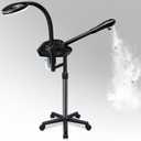 Professional Facial Steamer on Wheels, 2-in-1 Facial Steamers with 5X Magnifying Lamp, Facial Steamer for Facial Deep Cleaning and Hydration, Facial Humidifier for Spa, Salon and at Home Use