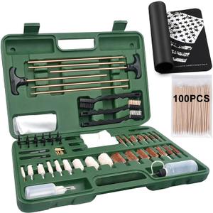 iunio Gun Cleaning Kit, Universal Gun Cleaning Kit for All Caliber Shotgun Pistol Rifle Cleaning Kit with Mat Portable Case (Green)