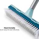 BOOMJOY Floor Scrub Brush with Long Handle, 2 in 1 Scrape and Brush, Stiff Bristles for Cleaning Bathroom, Patio, Garage, Kitchen, Deck, Tile, Blue
