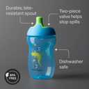 Tommee Tippee Sporty Bottle, 10oz Sippy Cups for Toddlers 1-3, Spill-Proof, Bite Resistant Spout, Easy to Hold Design, BPA Free, Pack of 3, Orange, Green and Blue | for 12m+, Non-Spill, Sippy Cups, for Toddlers, Easy-Hold