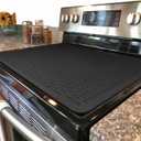 YUHFERA Stove Top Cover for Electric Stove - Silicone Stove Mat for Glass Top, Glass Cooktop Protector For Kitchen,Multi-functional Oven Covers for Electric Stove (Black,28 x 20)