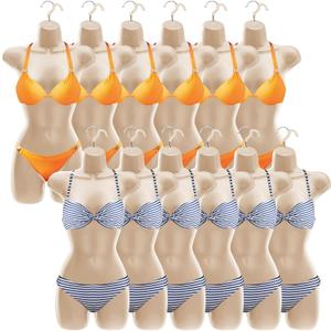 Kigley 12 Pcs Female Mannequin Torso Hanging Dress Form Flesh Colored Hollow Back Thickened Plastic Clothing Mannequin with Hanging Hook for Clothes Display, 31.1 x 16.1 Inch