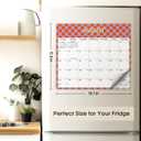 2 x Aesthetic 2025-2026 Magnetic Calendar for Refrigerator, Fridge Calendar Magnet Runs Until December 2026, 18 Monthly Refrigerator Calendars with Checkered Design for Easy Organizing