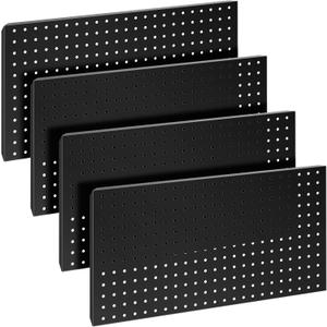 4Pcs Metal Pegboard Panels 24"x12" for WallPeg Boards for Garage Tools Pegboard Storage Organizer for Workbench, Shop,Bathroom,Office and Gaming Setup (Black, 24" x 12")