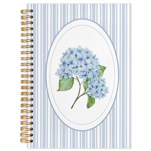 WUCHJ Blue Hydrangea Floral Notebook, Retro Cottagecore Flower Journal, Blue Striped Preppy Aesthetic Notebook Journal for Note Taking, Hydrangea Gifts, 5.5x8.3 Inch