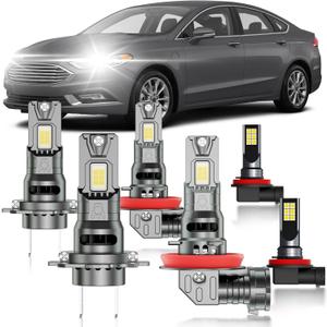 for Ford Fusion 2006-2018 Fog Lights Bulbs Combo, 6pcs Super Bright White Multi Beam Fog Lights Blubs Package, 1:1 as Stock Size, Plug and Play