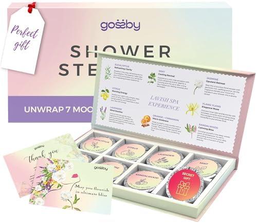 Shower Steamers Aromatherapy GOSSBY 6 Pack - Gifts for Women, Birthday Gifts for Her, Home Spa, Self Care, Relaxation, Natural Essential Oils - Mood Symphony Style