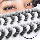 Geeneiya Mink Lashes Wispy False Eyelashes Cat Eye Lashes Natural Look 3D Strip Fake Eyelashes Pack, Long-lasting, Ultra-light, Cluster Lash Extension Effect