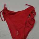 Zmart Women String Tie Side Bikini Bottoms Moderate Coverage Swimsuit Bottom Low Waist Low Rise Bathing Suit (Medium, Red)