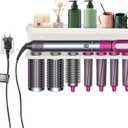 Dyson Airwrap Holder Stand - No Drill Storage Rack for Curling Iron Attachments,Dyson Airwrap Wall Mount Keep All Attachments Organized for Bathroom, Bedroom & Salon (White)