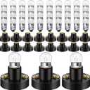 60 Pcs E10 Screw Mini Bulbs Warm White Bulb Light and E10 Mini Bulb Holder Screw Type Bulb Socket Black Plastic Bulb Holder for Student Experiment Lighting DIY Accessories (1.5V, 0.3A)