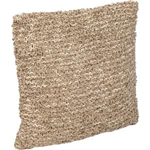 Creative Co-Op, Brown Woven Cotton Blend Boucl Pillow, Cream, Square, 20"