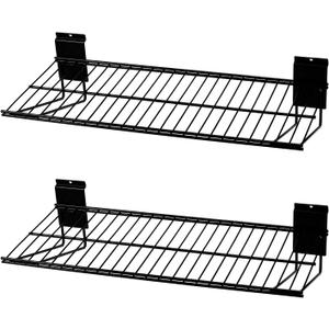 Slatwall Shelves, Slatwall Accessories, Slat Wall Wire Shelf, Heavy Duty Gargage Storage Slatwall Shelf(2 Pack) (24-Inch Width)