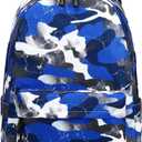 Lmwzh Backpack For Boys Girls Elementary Waterproof teen School Bags Kids Bookbag Lightweight Camo Blue