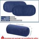 Remerry 2 Pcs 17 x 7 Inches Velvet Neck Roll Pillow Cover with Zipper, Soft Bolster Pillowcases for Cylindrical Pillow (Cover Only, Bolster Not Included)(Navy Blue)