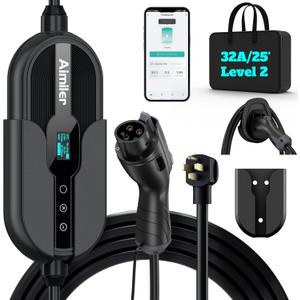 Level 2 Electric Vehicle (EV) Charger(WIFI APP/Plug-play), 32A, 25ft Cable ETL Certified, 220V-240V NEMA 14-50P Plug EVSE w/ J1772 Connector, Portable EV Car Charging Stations for Home Level 2