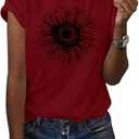 Cicy Bell Women's T Shirts Short Sleeve Tees Sunflower Graphic Loose Summer Tops, Size: S