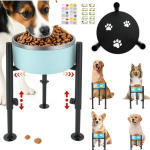 Elevated Dog Bowl Stand, 4 Height Adjustable Raised Dog Bowls Stand Wide 6-10in, Dogs Food Water Feeder Metal Pet Feeding Holder for Medium Large Breeds