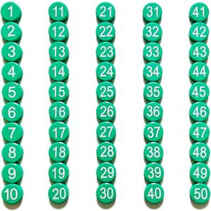 1-50 Magnetic Numbers, Magnets with Number for Dry Erase Boards, Round Number Refrigerator Magnets for Whiteboard in Home and Office (0.8" Diameter, Green)