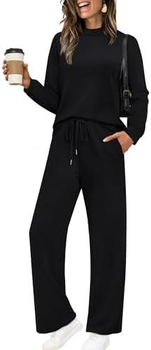 Sampeel Two Piece Sets for Women Mock Neck Matching Sets Loungewear Fall Clothes Travel Outfits Fashion 2026, S