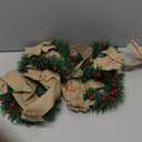 10 Pcs 6" Small Christmas Kitchen Cabinet Wreaths with Ribbon Mini Kitchen Cabinet Christmas Decor for Window Door (Linen Color)