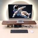 SUIBIAN Monitor Stand with Wireless Charging & Acrylic Legs - 31.5-Inch Wood Monitor Riser for Computer, Desk Organizer for Laptop, PC, TV - Office Desk Accessories (Walnut Wood)