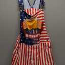 Bindefon Bibs Overalls Men Adjustable Straps Coveralls Shorts Printed Jumpsuit Male Romper (Large, American Flag)