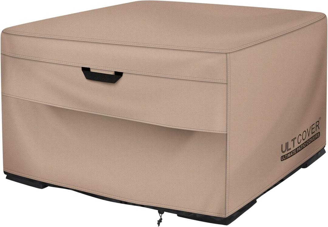 ULTCOVER Patio Fire Pit Table Cover Square 50 inch Outdoor Waterproof Fire Bowl Cover (Brown)