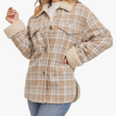 Dokotoo Winter Coats for Women Button Down Plaid Flannel Shirts Warm Sherpa Fleece Jacket Size XXL
