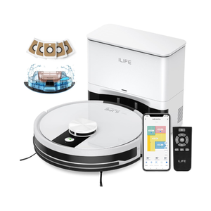 ILIFE A12 Pro Robot Vacuum and Mop Combo, Self Emptying Station for 60 Days, LiDAR Navigation, Home Mapping, No-Go Zones, 2.4G WiFi/App/Alexa/Remote Control, for Hard Floors, 110V