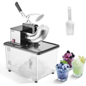 VEVOR Commercial Ice Crusher 661LBS/H, 350W Electric Snow Cone Machine with 4 Blades, 2000RPM Stainless Steel Shaved Ice Machine with 11 Gal Crushed-Ice Box, for Family Restaurants Bars, Black