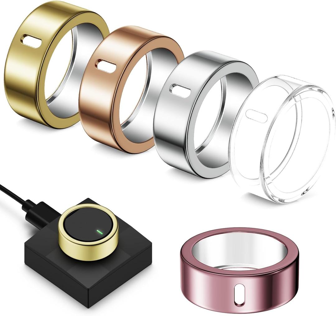 Hexasider 5 Pack Cover for Ultrahuman Ring Air, Anti-Scratch TPU Protector Compatible with Ultrahuman Ring Case Accessories for Women Men Working Out Gym (Size 8) (Clear+Silver+Gold+RoseGold+Pink)