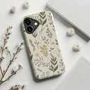 LUHOURI for iPhone 17 Case,Wireless Charging Compatible,Dual-Layer - Soft Silicone Inner + Hard Outer Shell,Cute Wildflower Design,Protective Phone Cover for Women - Marble Pressed Flowers