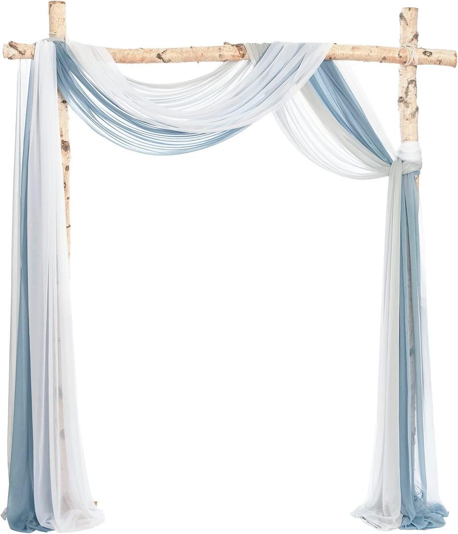 Ling's Moment Wedding Arch Draping Fabric 3 Panels 20Ft Blue Chiffon Fabric,Sheer Hanging Drapes Arrangement for Wedding Ceremony Backdrop Party Swag Home Decor (Dusty Blue & Cool Grey & White) Ling's Moment Wedding Arch Draping Fabric 3 Panels 20Ft Blue Chiffon Fabric,Sheer Hanging Drapes Arrangement for Wedding Ceremony Backdrop Party Swag Home Decor (Dusty Blue & Cool Grey & White)