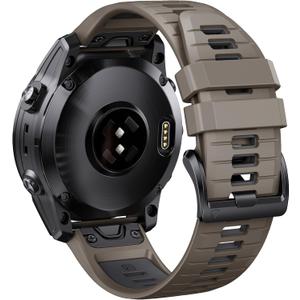ANCOOL for Fenix 6S/Fenix 7S/Fenix 5S Watch Band 20MM Silicone Watch Band for Fenix 8 43mm/5S Plus/6S Pro/7S Pro/Instinct 2S(Brown-Dark Gray) (1 Pack)