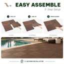 Acacia Interlocking Deck Tiles, 10 PCS Wood Flooring, 6 Slats, Walnut