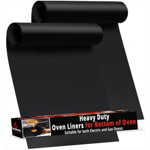 2 Pack Large Thick Heavy Duty Non Stick Teflon Oven Liners Mat, 17"x 25" BPA and PFOA Free, for Bottom of Electric Oven Gas Stove and Microwave Charcoal or Gas Grills (Black)