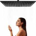 16 Inch Large Rain Shower Head - Matte Black Ceiling Rainfall Showerhead 304 Stainless Steel High Pressure