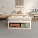 ZTH Twin Bed Frame, 14 inch Reinforced Heavy Duty Metal Platform Bed, White