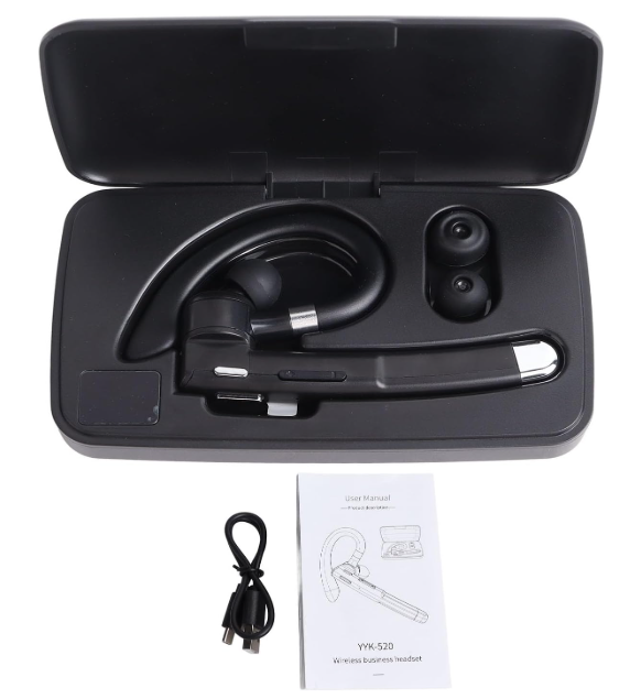 NIBEMINENT Wireless Bluetooth Earpiece Waterproof Lightweight Single Ear BT 5.1 Wireless Handsfree Headset for Business Office Driving