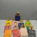 qiqee 100Pcs Mini Size Paper Gift Bags with Handles - 4.5"2.5"6" Kraft Small Party Bags - 16 Solid Colors