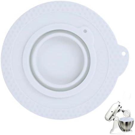 Silicone Mixer Bowl Cover Compatible with KitchenAid 4.5-5 Quart Tilt-Head Stand Mixer, Mixer Bowl Lid to Prevent Spilling of Ingredients(White)
