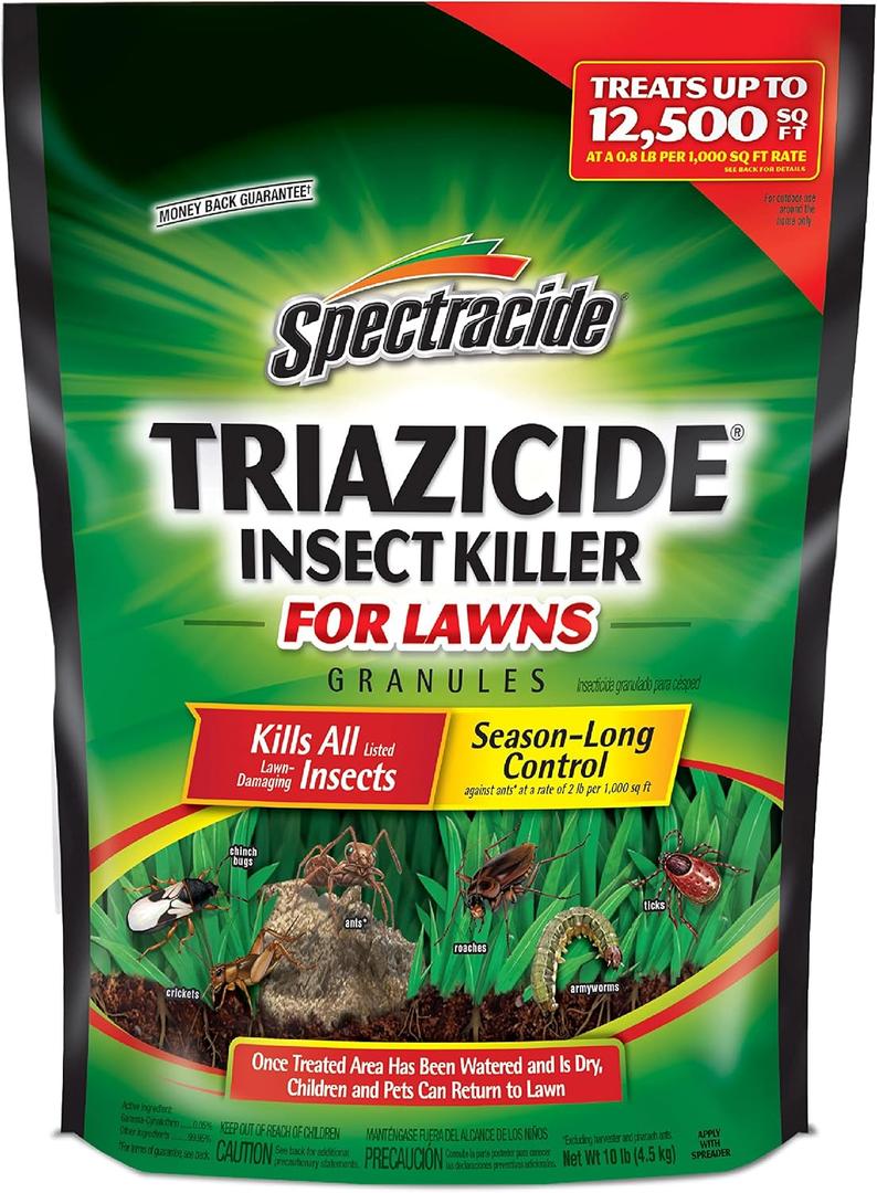 Spectracide Triazicide Insect Killer For Lawns, 10 Pounds, Granules Kill Listed Lawn-Damaging Insects, 4 Pack
